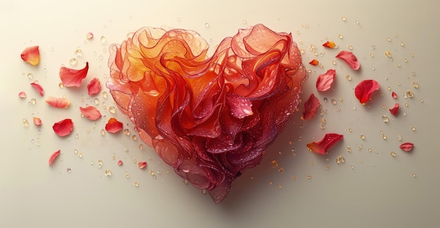 Cœur fait de pétales de fleurs design romantique pour la Saint-Valentin