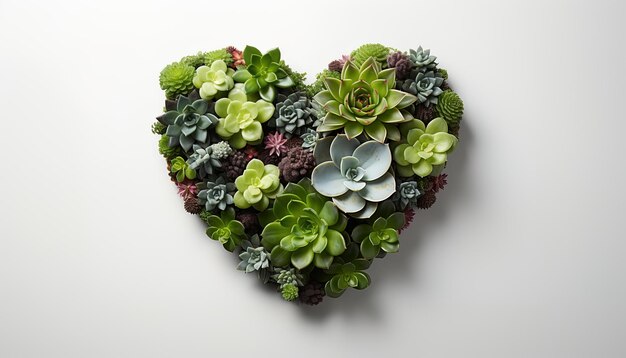 Photo un cœur fait de succulents et de succulentes