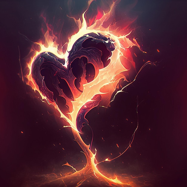 Un coeur en flammes