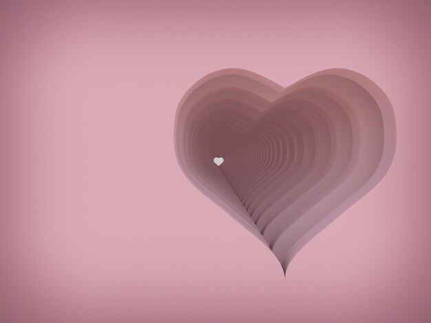 Coeur sur fond rose rendu 3d