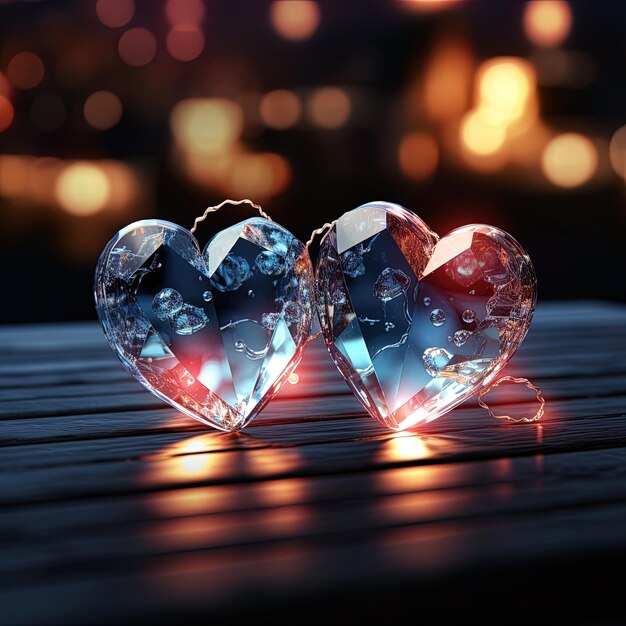 Photo un cœur en forme de cœur avec des diamants sur une table