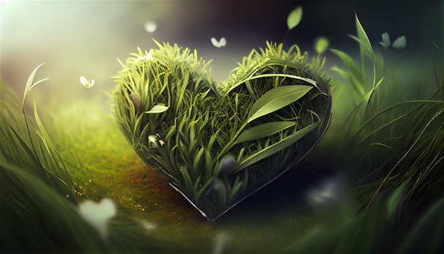 Un coeur avec de l'herbe dessus