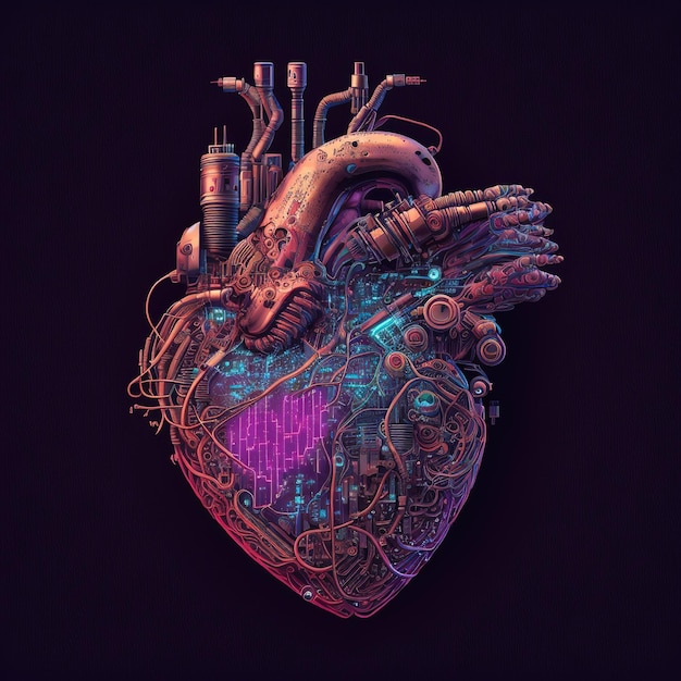 Coeur humain Illustration en effet 3d design brillant avec un arrière-plan isolé