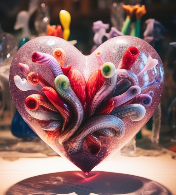 un coeur en illustration d'art en verre soufflé