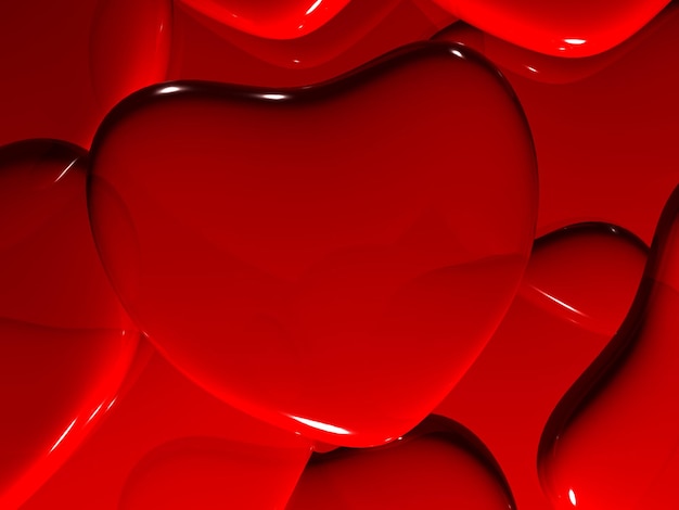 Coeur le jour de la Saint-Valentin sur fond rouge. Rendu 3D.