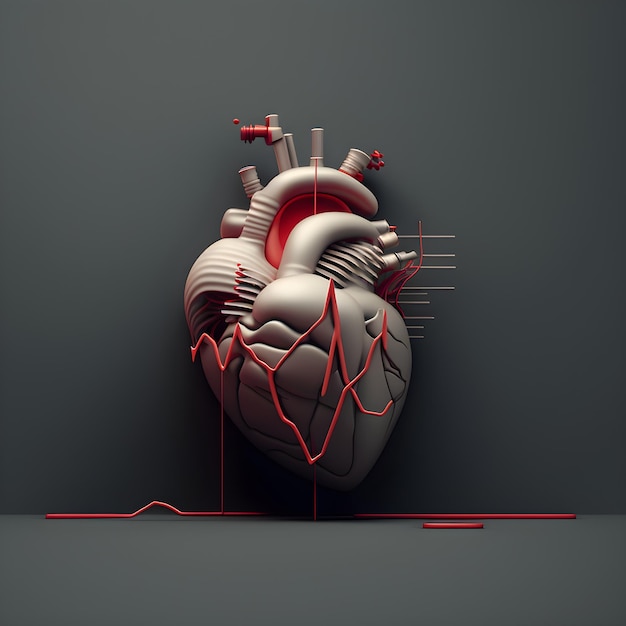 Un cœur avec des lignes rouges et une ligne rouge dessus