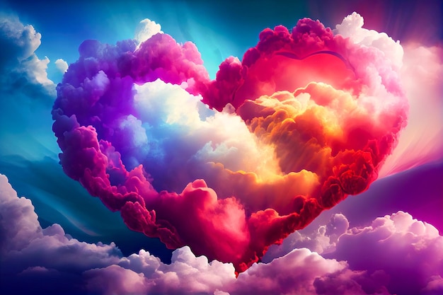 Coeur multicolore dans les nuages AI générative AI générative