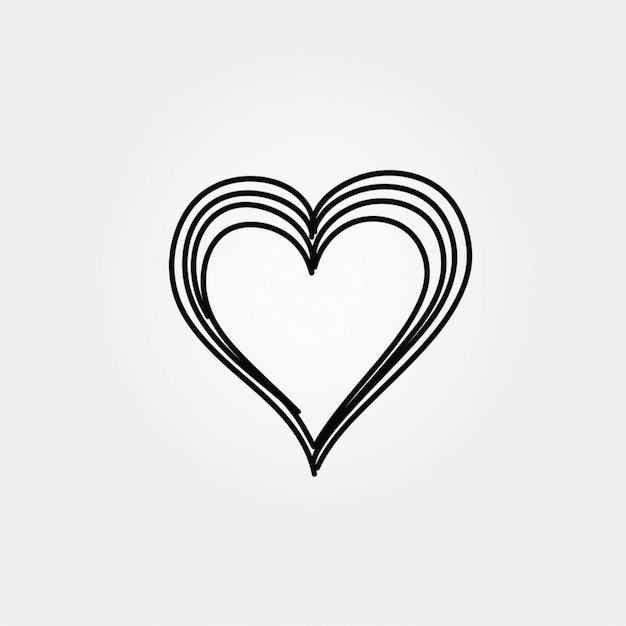 un cœur noir et blanc avec une ligne dessinée dessus
