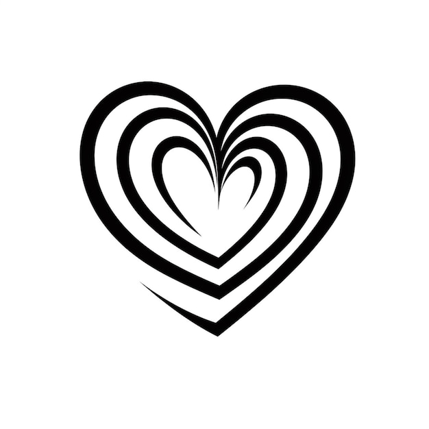 un cœur noir et blanc avec un motif en spirale dessus ai générative