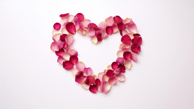 Photo coeur de pétales de rose illustration ai generativexa