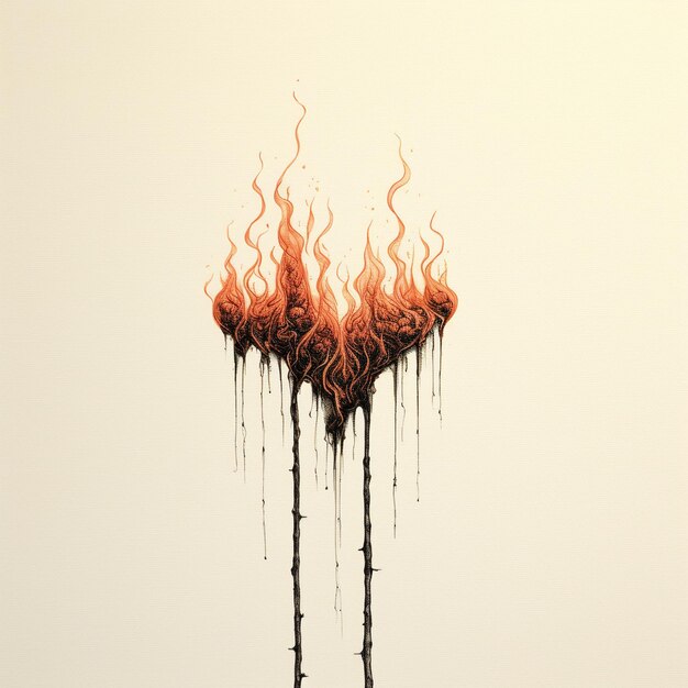 un cœur qui brûle en flammes
