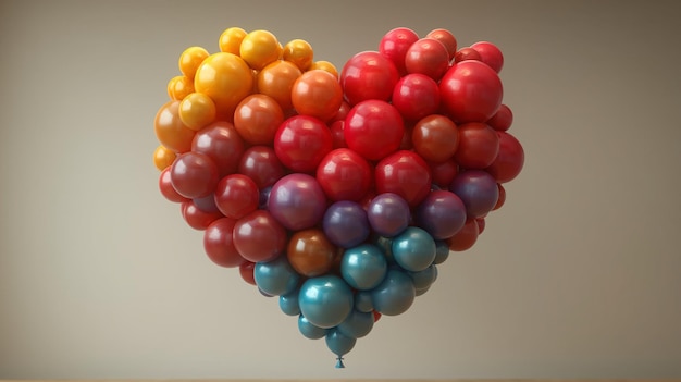 Photo un cœur romantique et lumineux fait de ballons.