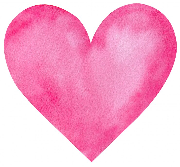Coeur rose aquarelle