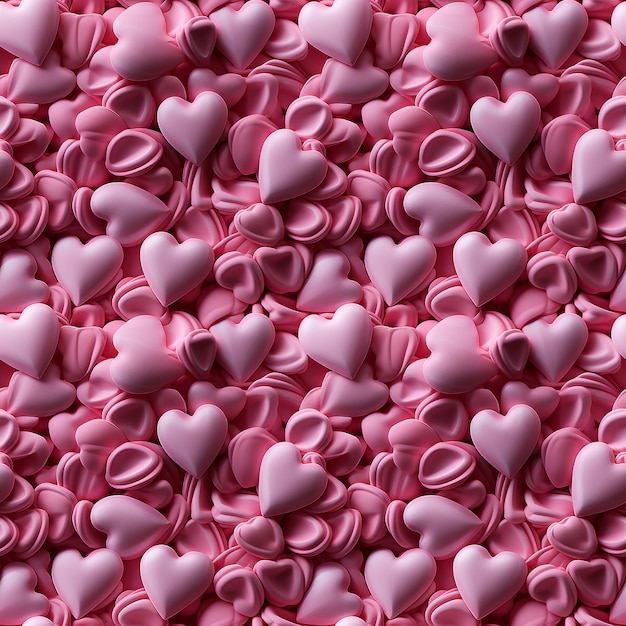 coeur rose extrudé sur un modèle sans couture en pâte à modeler unie