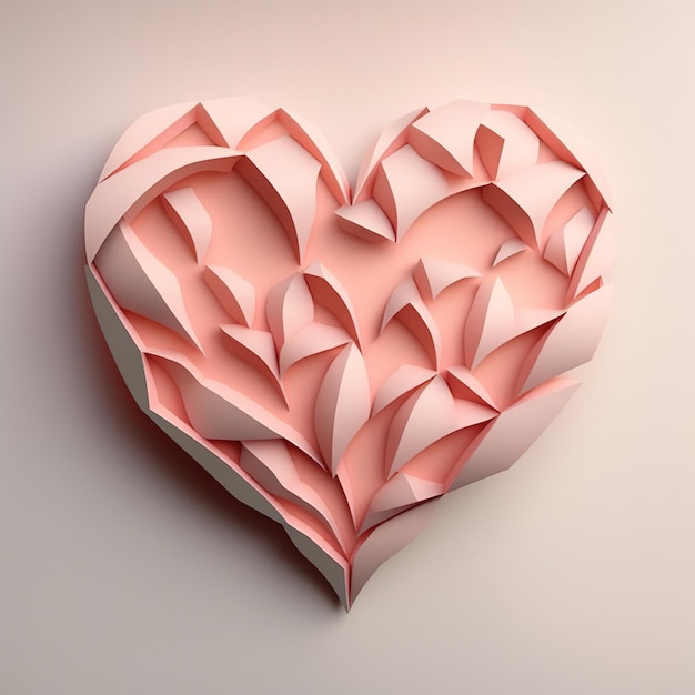 Coeur rose avec motif sur fond rose créé à l'aide de la technologie générative ai