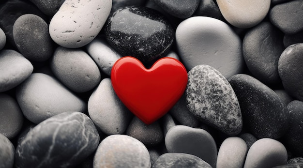 Coeur rouge sur le concept de pierres de l'amour et de la Saint-Valentin Generative AI