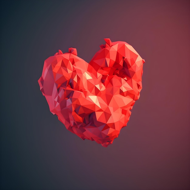 Un coeur rouge fait de triangles