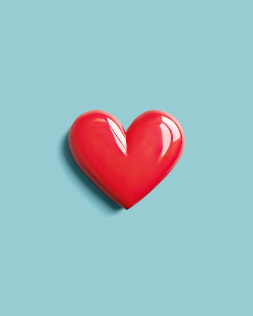 Coeur rouge sur fond bleu soins de santé amour don d'organes bien-être assurance familiale et RSE
