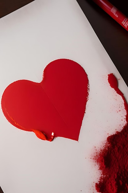 un cœur rouge avec une goutte de sang dessus