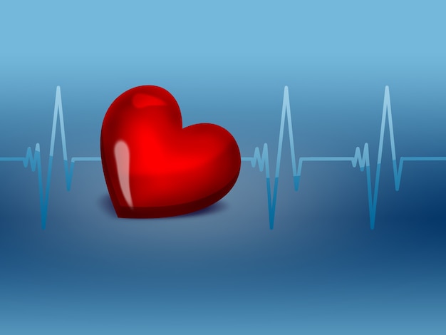 Coeur rouge sur un graphique d'électrocardiogramme un symbole de santé
