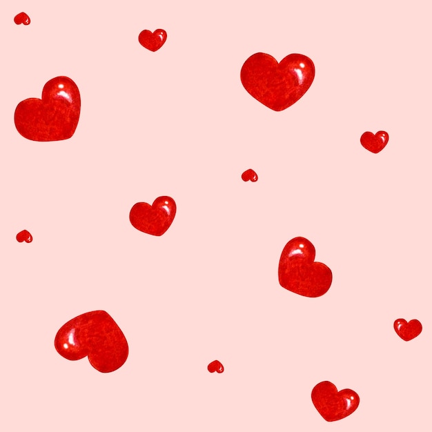 Coeur rouge de modèle de jour de valentines d'aquarelle.