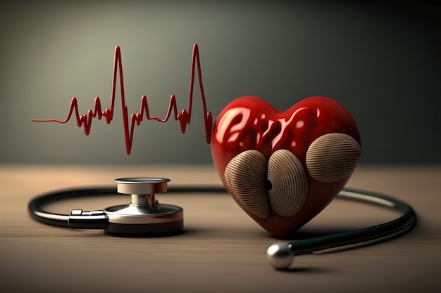 Un coeur rouge avec le mot ecg dessus