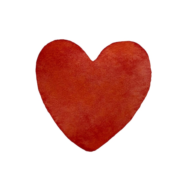 Coeur rouge profond. Une illustration à l'aquarelle. Dessiné à la main isolé. Sur fond blanc.
