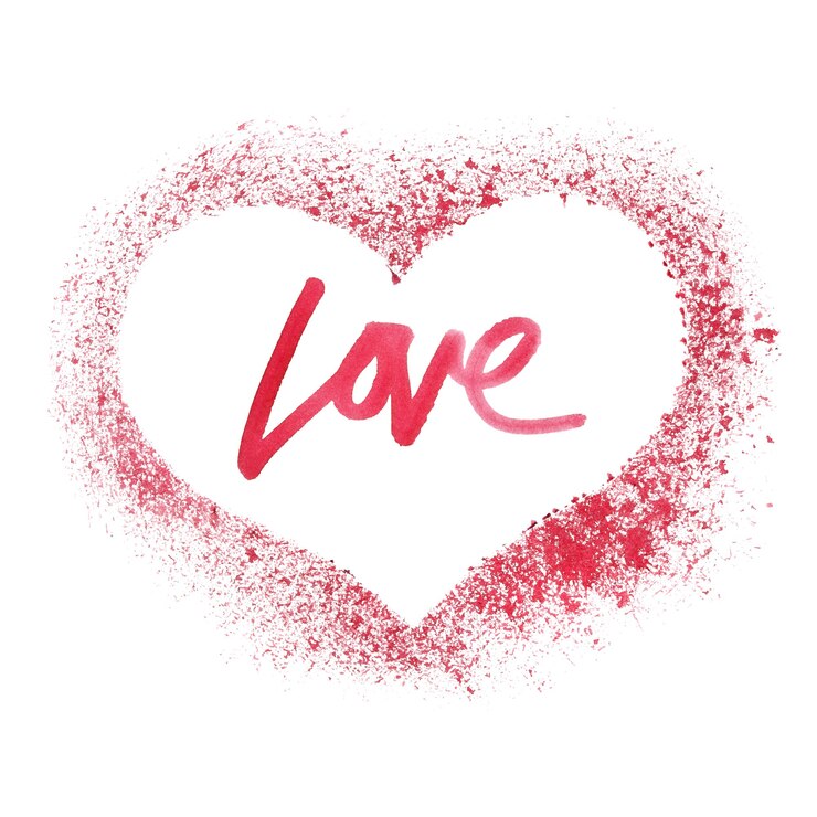 Photo coeur rouge pulvérisé isolé sur fond blanc - valentine's card