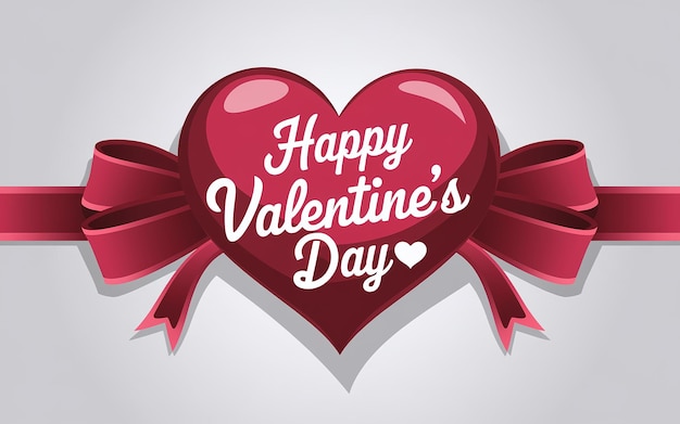 un cœur rouge avec un ruban qui dit joyeux anniversaire de la Saint-Valentin