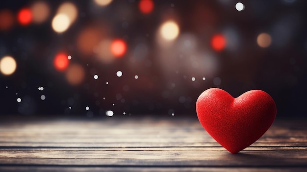 coeur rouge sur la table avec espace de copie pour l'amour concept de la Saint-Valentin IA générative