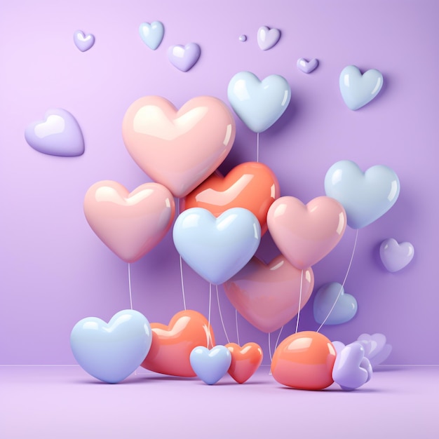 coeur de la Saint-Valentin sur fond dégradé avec illustration d'argile 3d ai générative