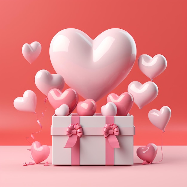 coeur de la Saint-Valentin sur fond dégradé avec illustration d'argile 3d ai générative