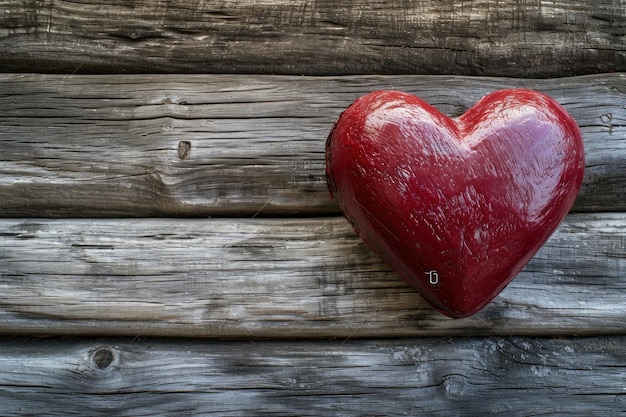 Coeur de la Saint-Valentin sur une vieille carte en bois