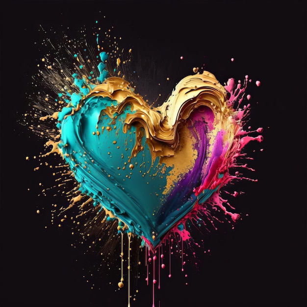 coeur symbole de l'amour fait sous forme de peinture renversée Generative AI