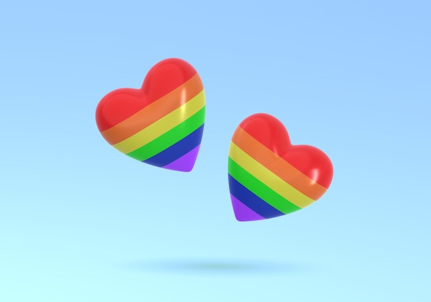Coeur de symbole LGBTQ aux couleurs de l'arc-en-ciel Gay Pride