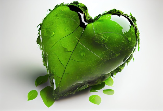 Un coeur vert avec le mot amour dessus