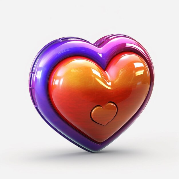 Un coeur violet et orange avec un coeur dessus