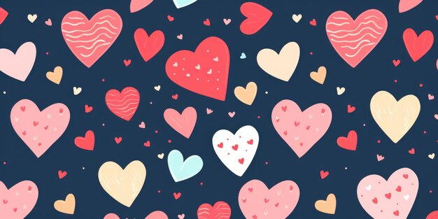 Des cœurs colorés sur un fond bleu vif parfait pour les dessins de la Saint-Valentin