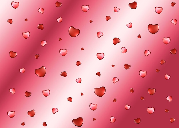 Coeurs le jour de la Saint-Valentin sur fond rose. Rendu 3D.