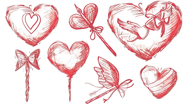 des cœurs avec les mots amour sur eux