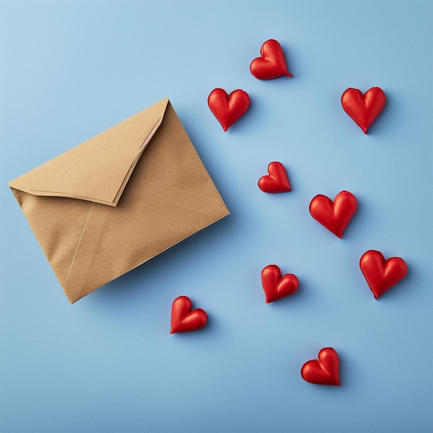 Des cœurs en papier pour la Saint-Valentin sur un fond bleu