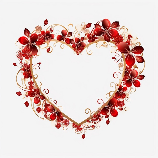 Les cœurs de la Saint-Valentin bordés de petits cœurs brillants décorés de rouge à l'arrière-plan AI génératif
