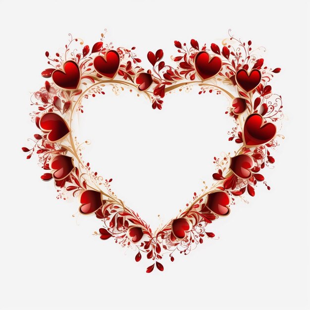 Photo les cœurs de la saint-valentin bordés de petits cœurs brillants décorés de rouge à l'arrière-plan ai génératif