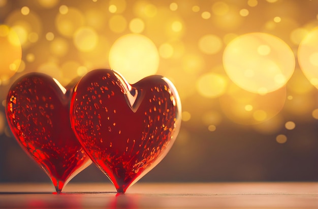 Coeurs de la Saint-Valentin sur fond abstrait réalisés avec l'IA générative