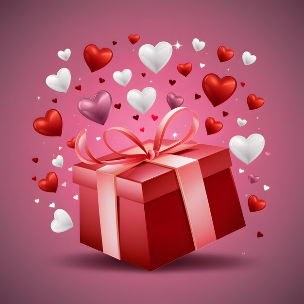 Photo cœurs sucrés et boîte cadeau pour la promotion de la fête de la saint-valentin pour les médias sociaux