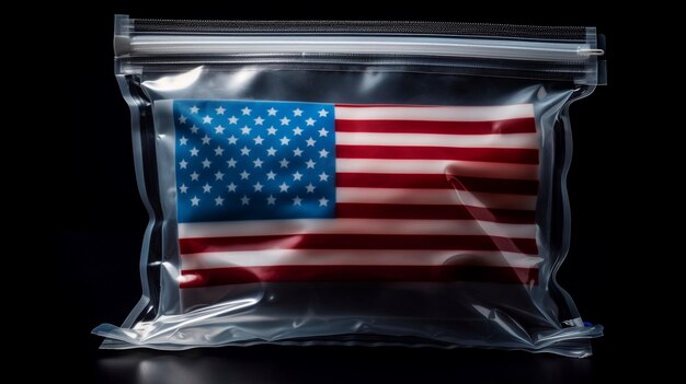 Photo le coffre-fort du drapeau du jour de l'indépendance des états-unis dans un sac en plastique à fermeture éclair