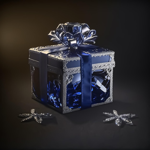 Coffret brillant décoré bleu