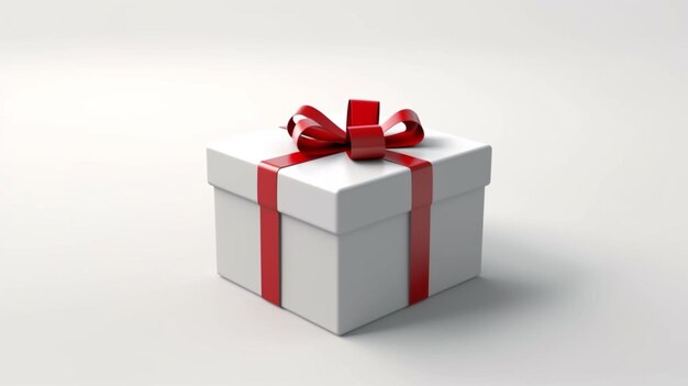 Coffret cadeau blanc ouvert ou coffret cadeau avec rubans rouges Ai Generative
