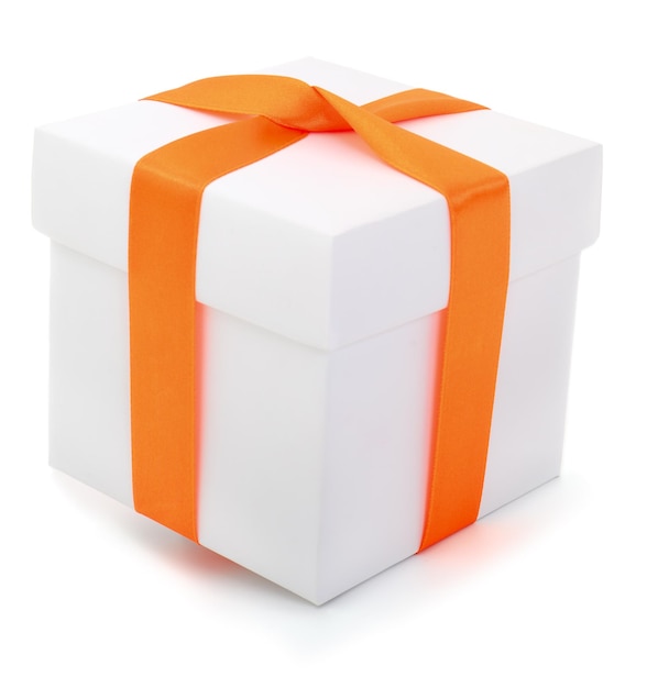 Coffret cadeau blanc avec ruban orange