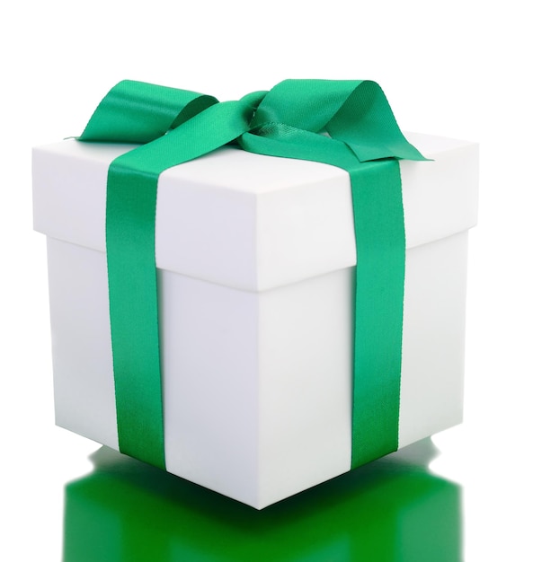 Coffret cadeau blanc avec ruban vert